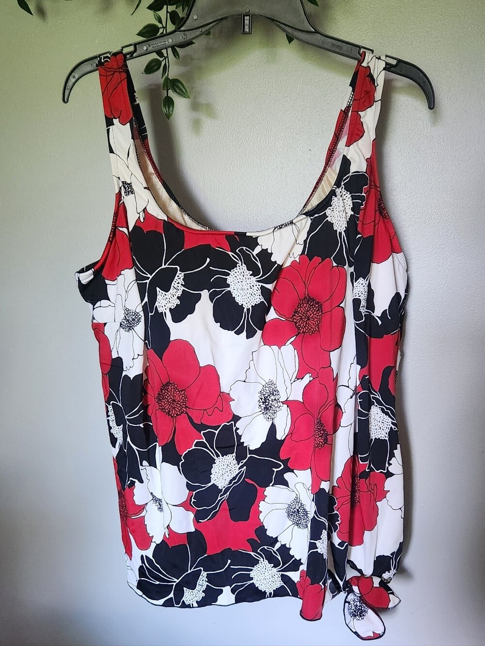 Maxine of Hollywood Red Black & White Floral Swim Tankini